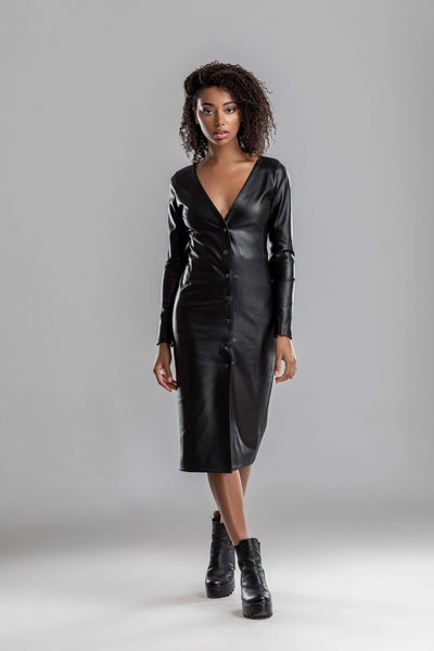 Black leather midi dress – MDNT45 ...